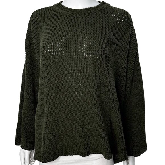 Maurie and Eve Cotton Oversized Crewneck Sweater in Olive Green Women's Size 4 - Picture 4 of 16
